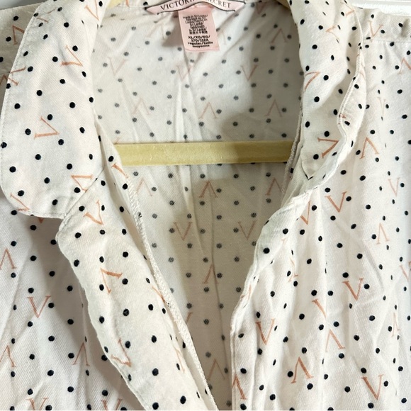 Victoria’s Secret White Polka Dot Pajama Top XL Long Sleeve Button Front - Picture 4 of 8
